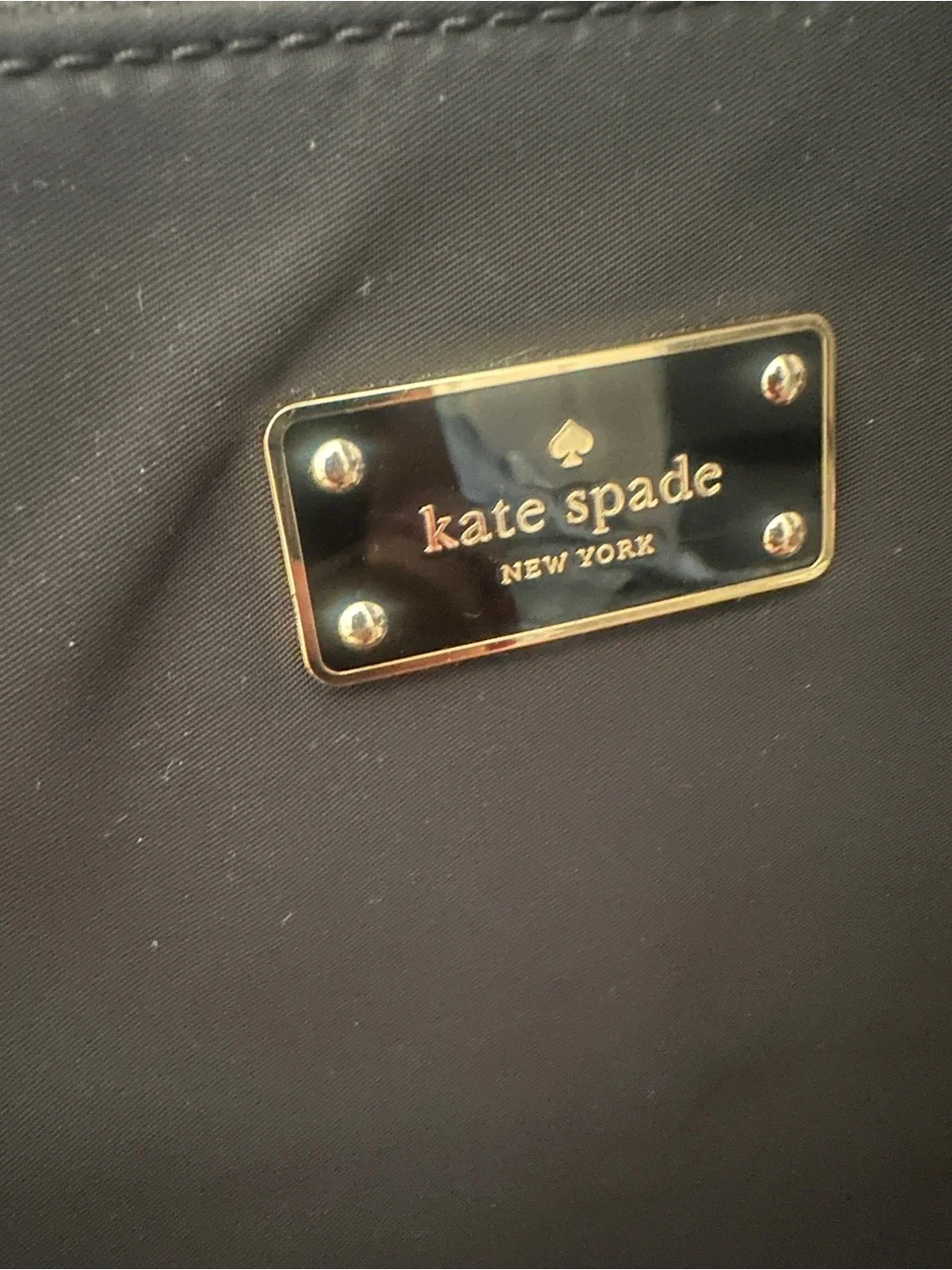 kate spade Black Nylon Tote with Gold Hardware Plate